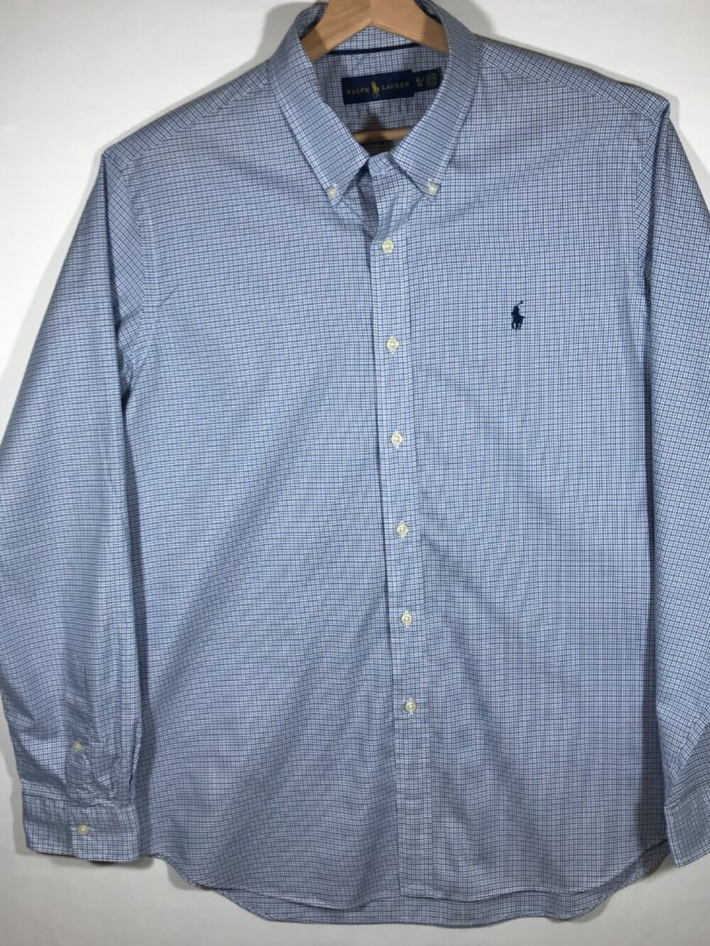 Ralph Lauren Men's XL Blue Button Up Long Sleeve Button Down Collar Dress Shirt